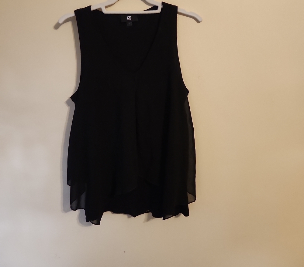Iz Byer Black Layered Sleeveless Top